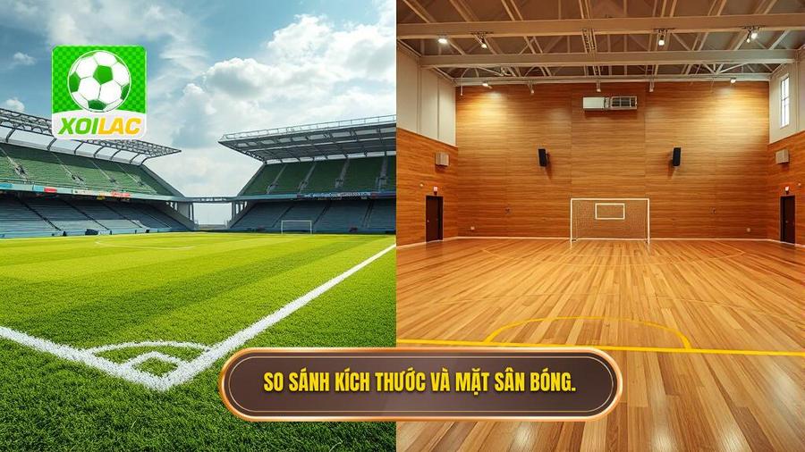 1. So sánh kích thước và mặt sân bóng.
